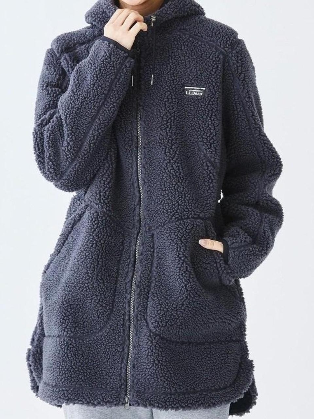 L.L. Bean Women's Gray Mountain Pile Sherpa Fleece Jacket